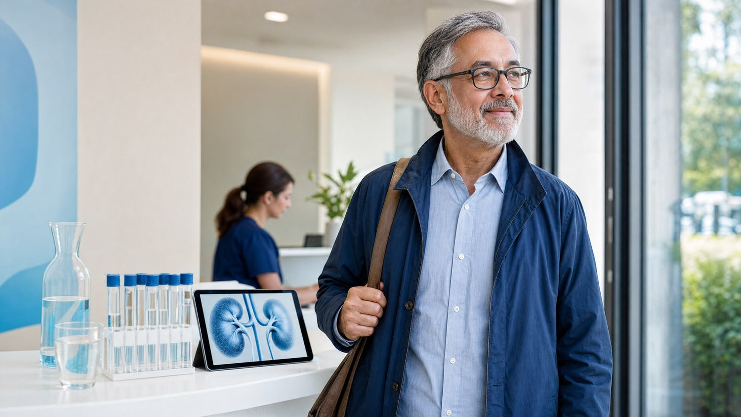 A person feeling reassured and empowered after taking the Creatinine (eGFR) Blood Test.