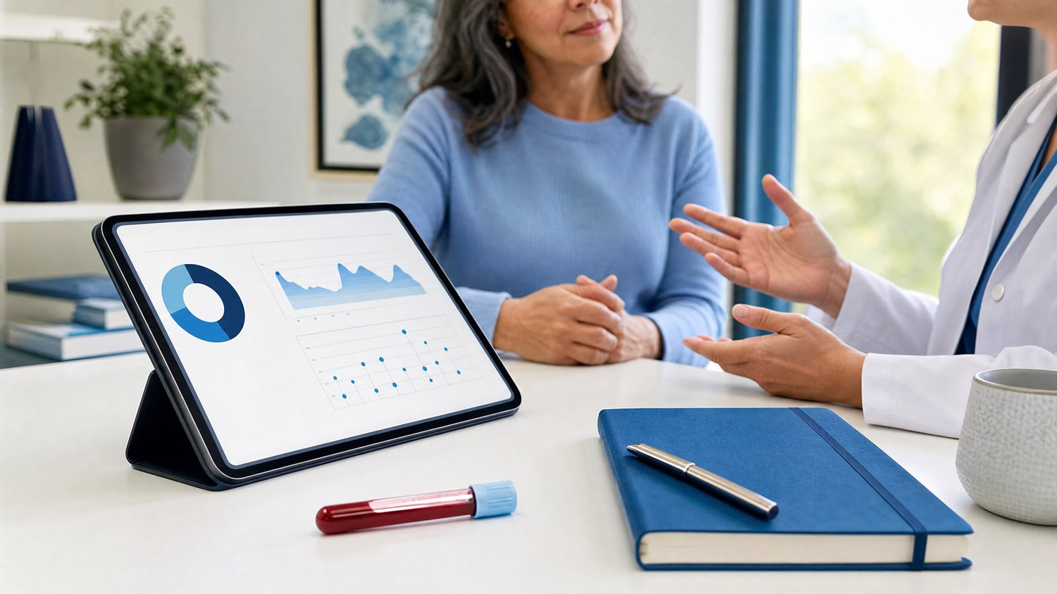 Free T4 Blood Test kit and thyroid health illustration