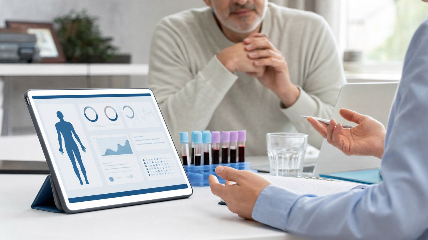 A professional taking a Calcium Blood Test sample in a clinical setting