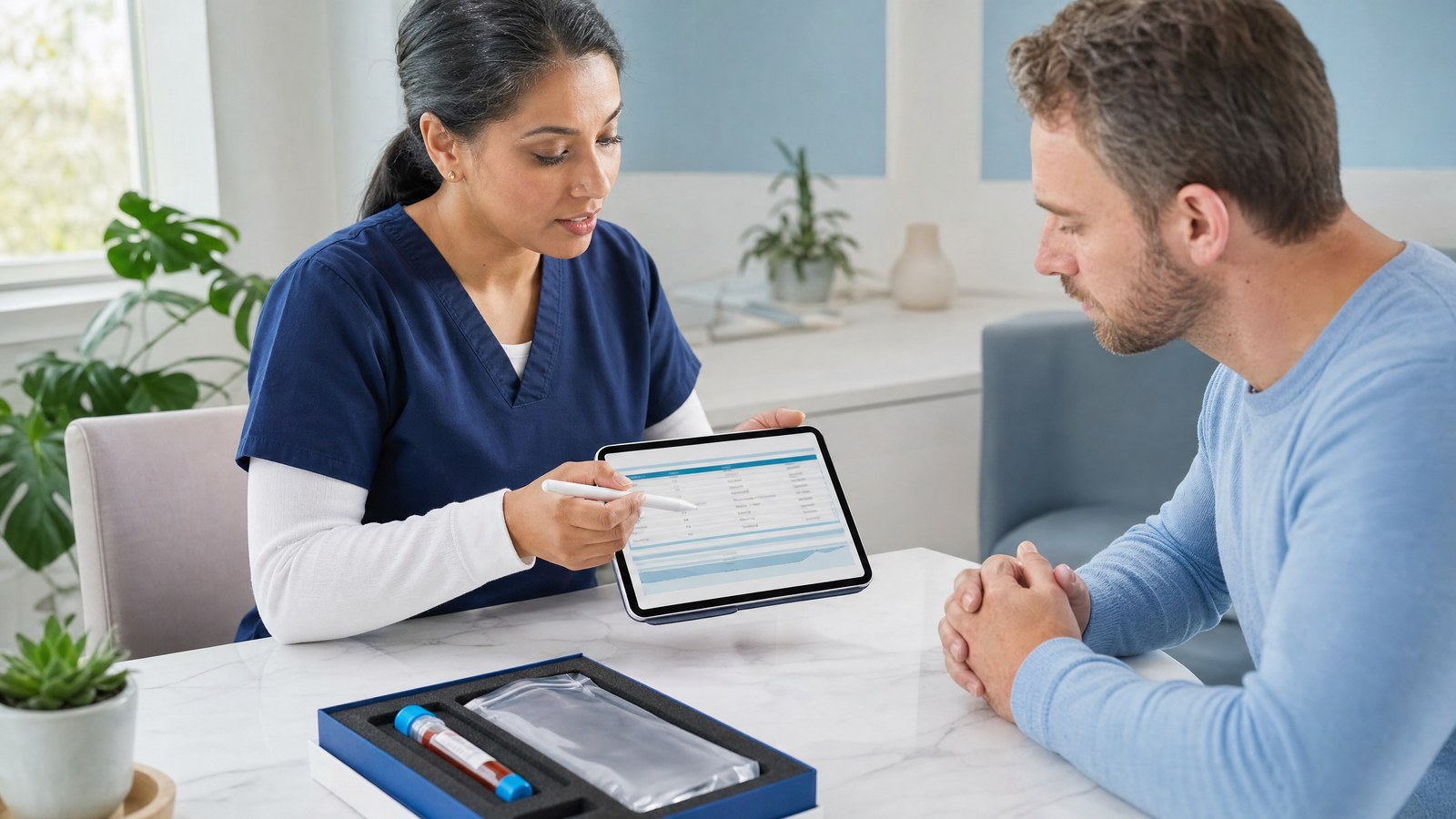 A healthcare professional reviewing Mumps IgG Blood Test results