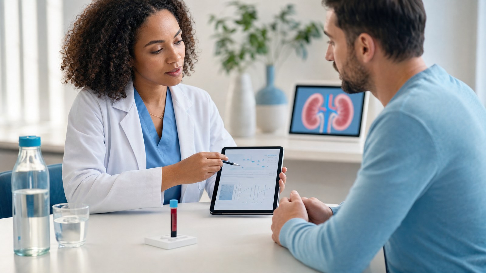 Advanced Kidney (Renal) Function blood test kit and results sheet