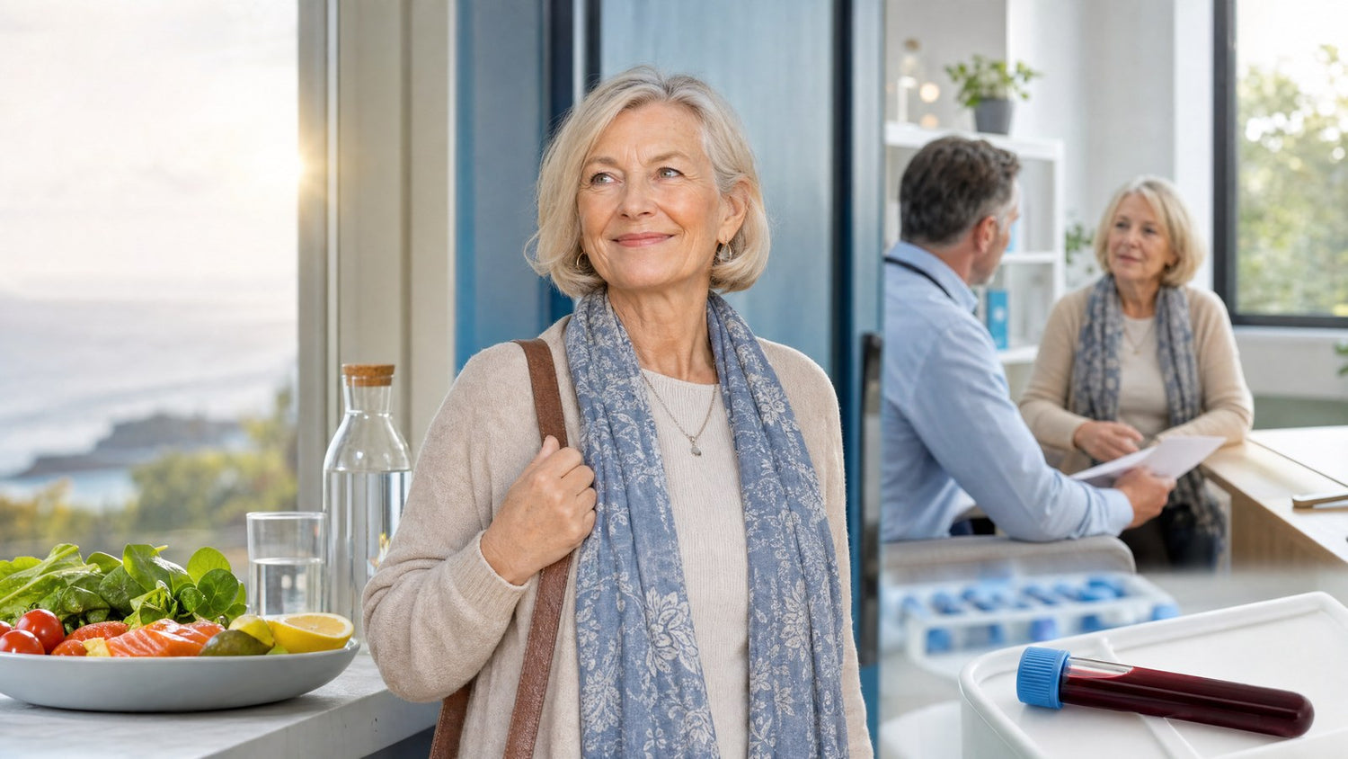 Confident person holding Vitamin D (25-OH) blood test results with Clinilabs branding
