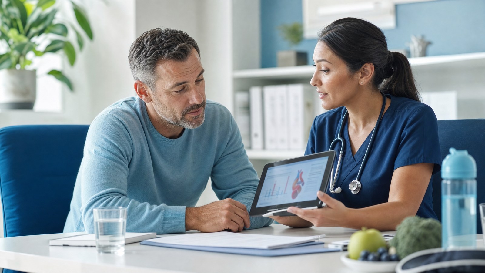 A person reviewing their Apolipoprotein A1 (Apo A1) Blood Test results with a healthcare professional.