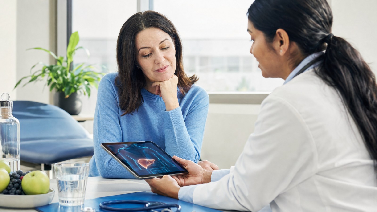 Medical professional reviewing Aspartate Aminotransferase (AST) Blood Test results