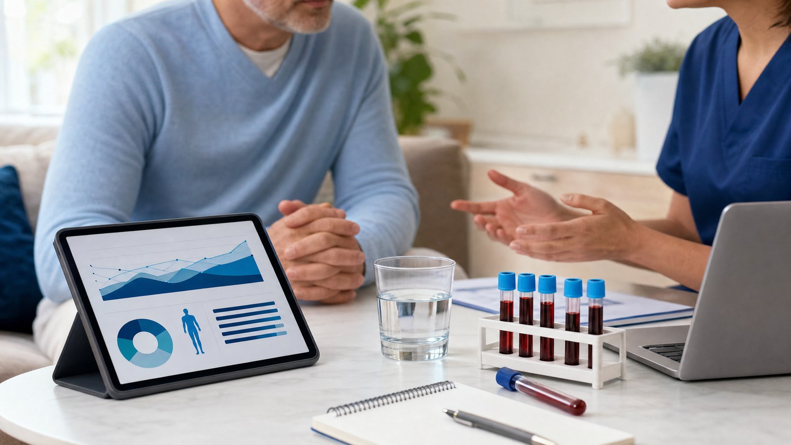 Clinilabs Total Protein Blood Test kit with blood sample and medical report