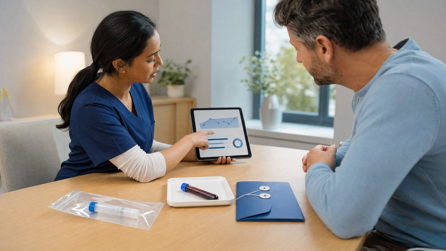 A person reviewing their health data