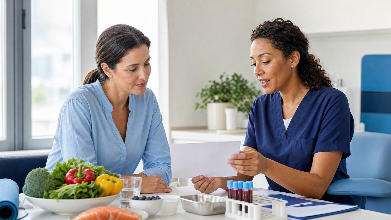 Doctor discussing B12 (Active) & RCF Blood Test early detection