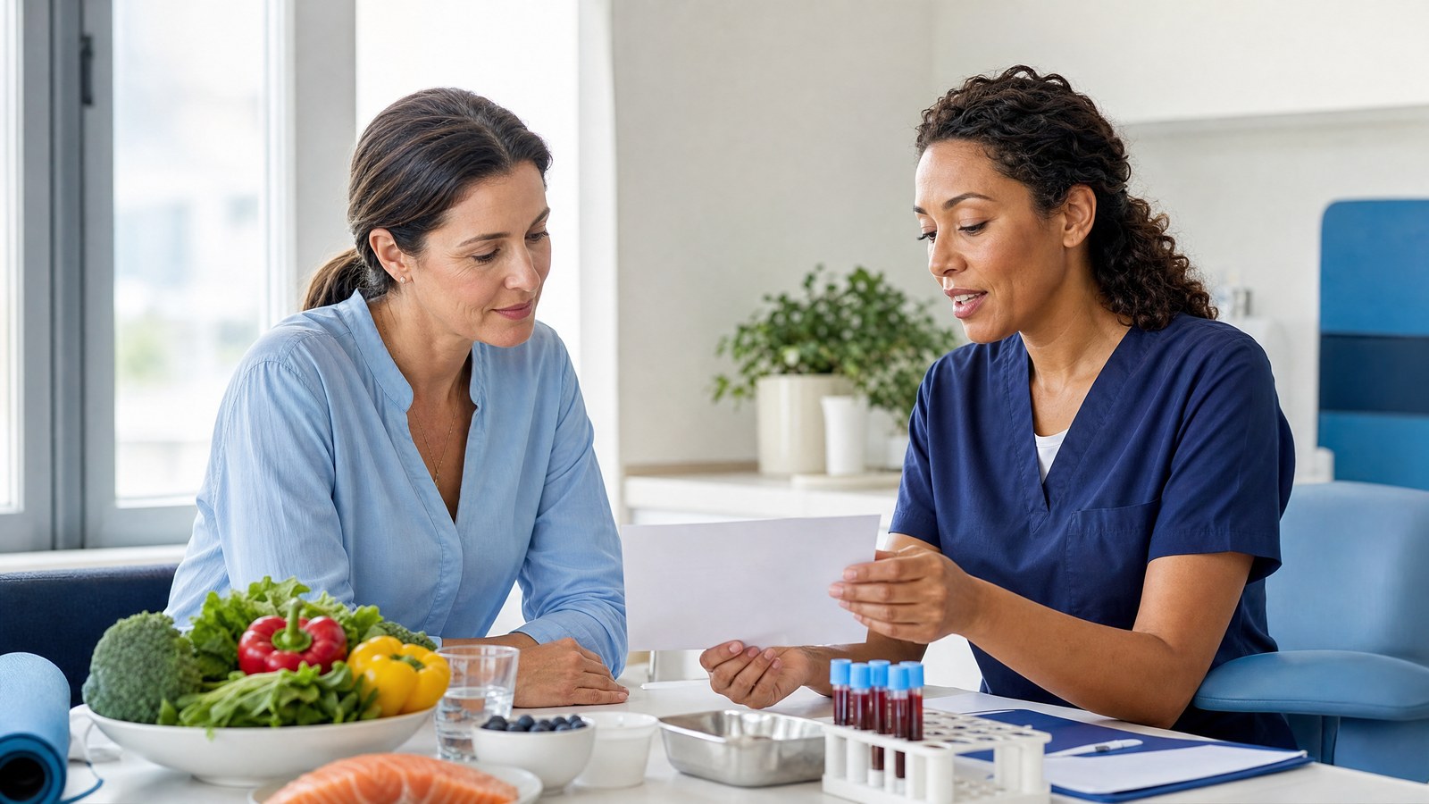 Doctor discussing B12 (Active) & RCF Blood Test early detection