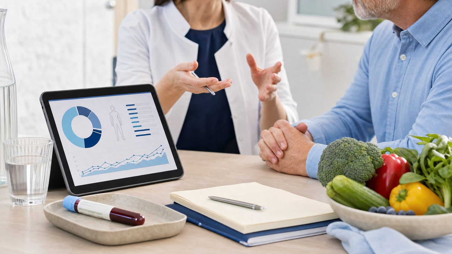 A person reviewing a personalised nutrition plan on a tablet
