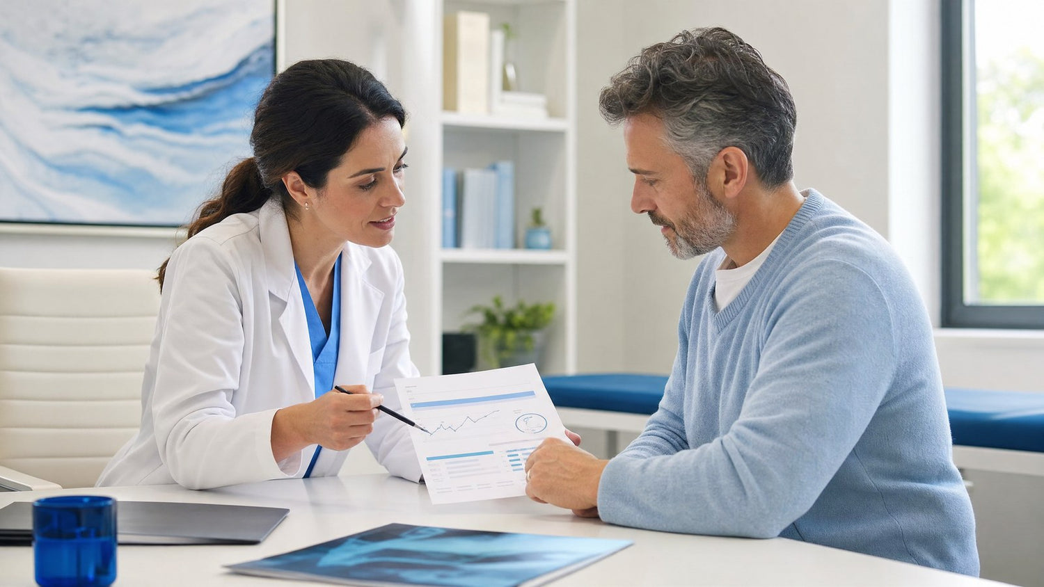 T4 Blood Test kit with thyroid hormone illustration