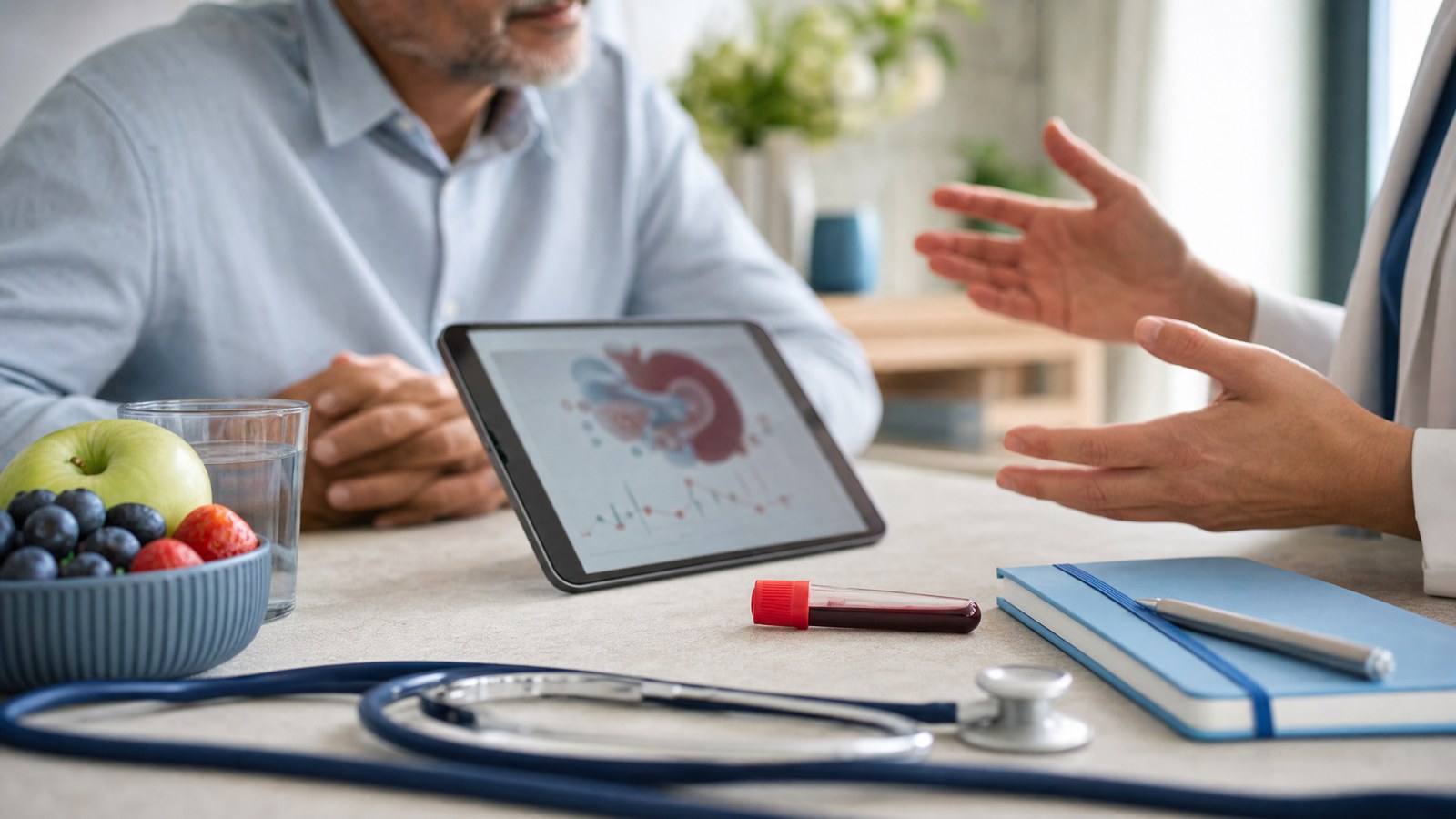 A person reviewing their Apolipoprotein A1 (Apo A1) Blood Test results with a healthcare professional.