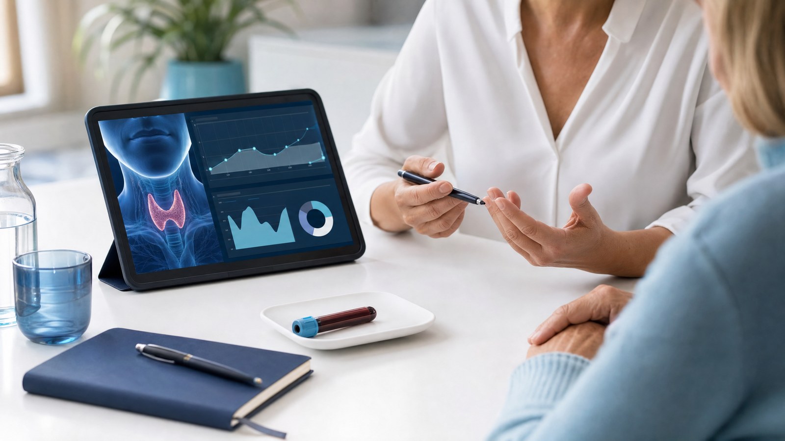 Clinilabs T4 Blood Test kit and thyroid health illustration