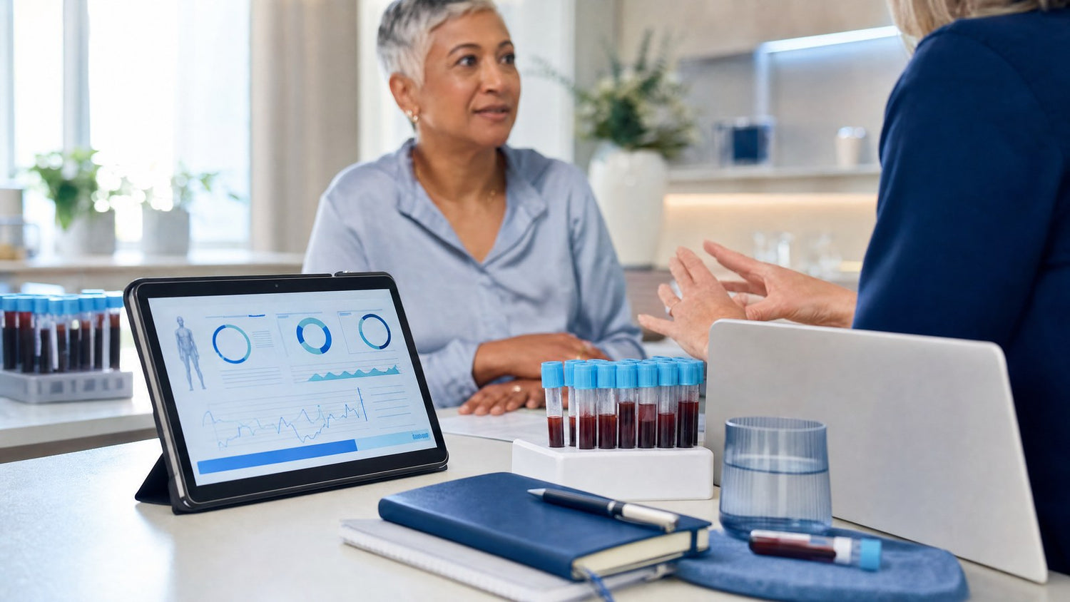 Personalised health report from Ozempic, Wegovy and Mounjaro Blood Test with digital charts