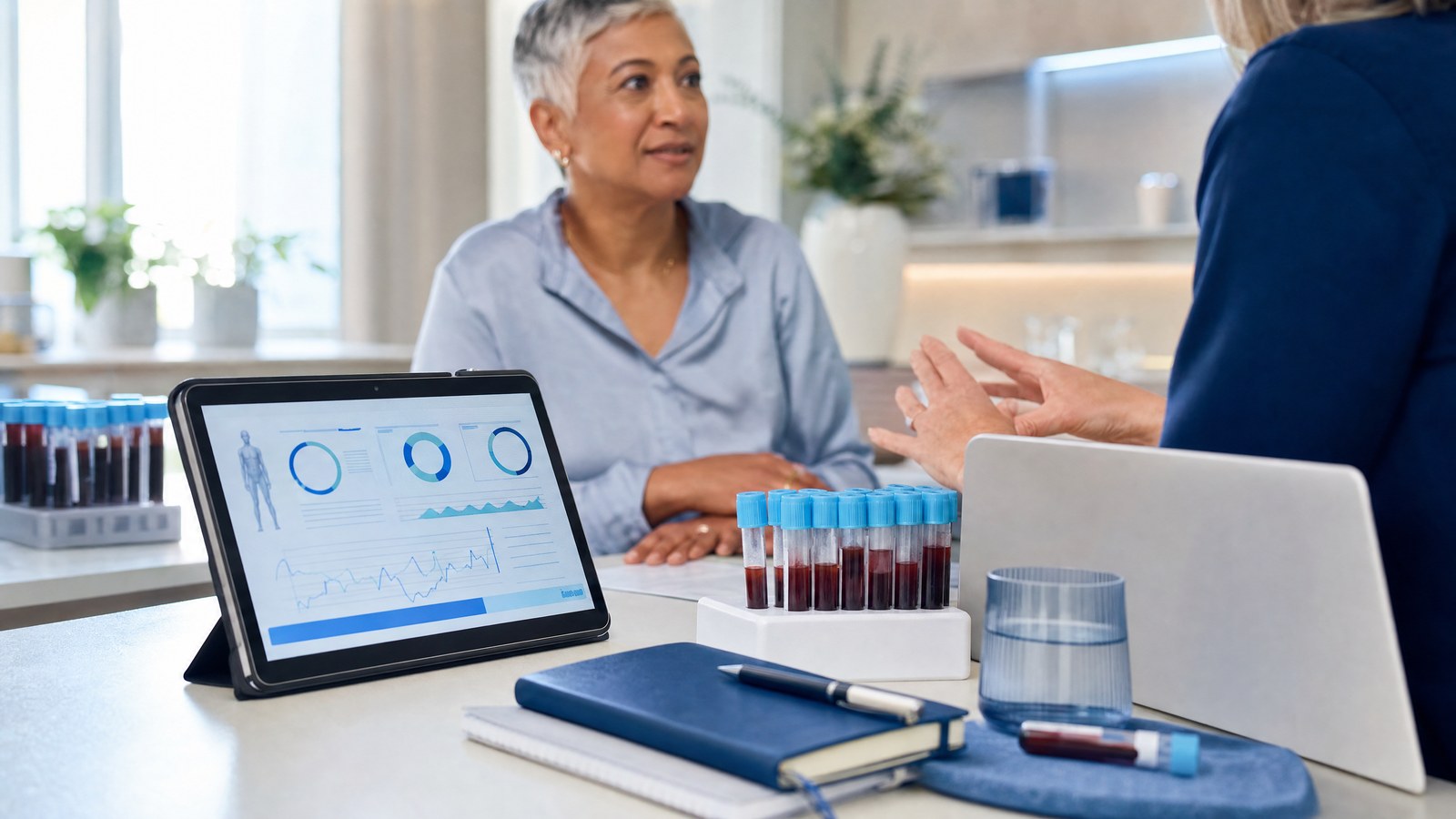 Personalised health report from Ozempic, Wegovy and Mounjaro Blood Test with digital charts