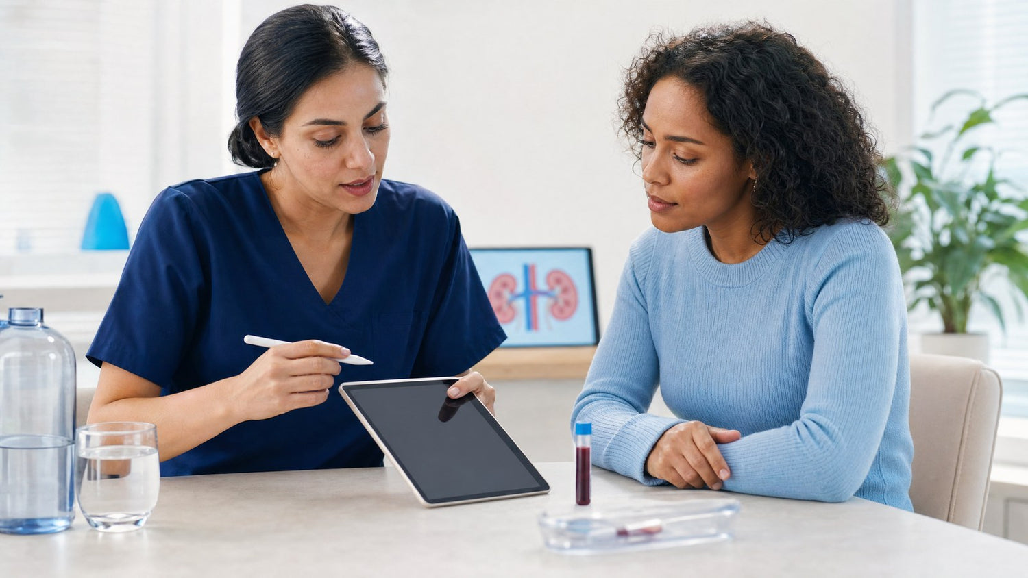 Person reviewing their creatinine blood test results