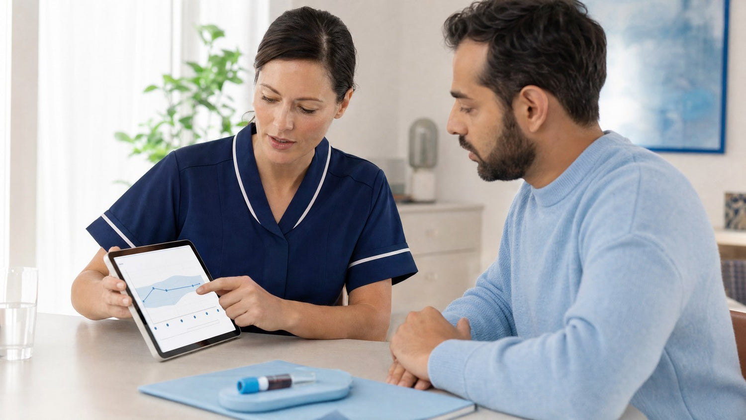 Free T4 Blood Test kit and thyroid gland illustration