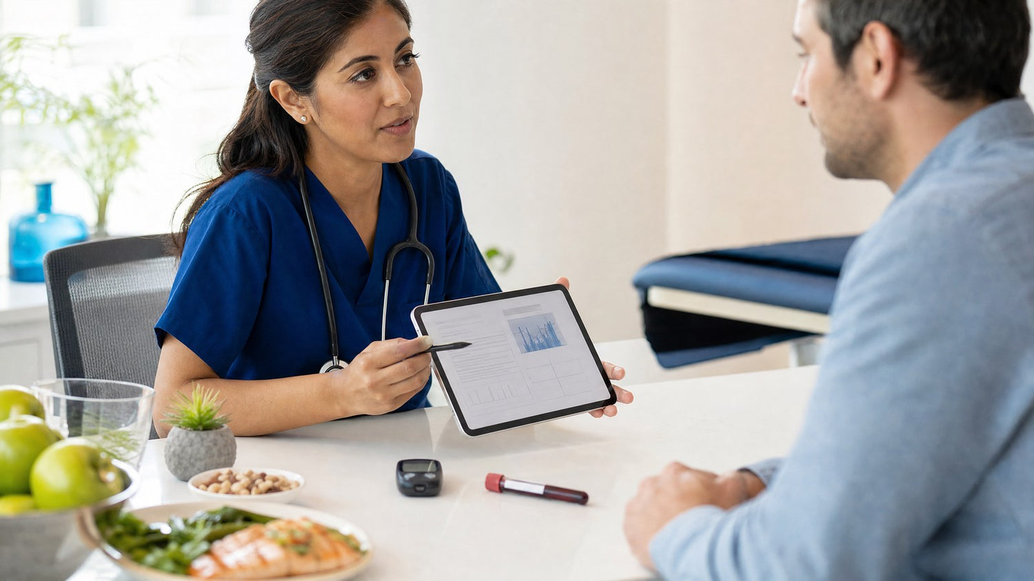 A person reviewing their Insulin Resistance Test results with a healthcare professional