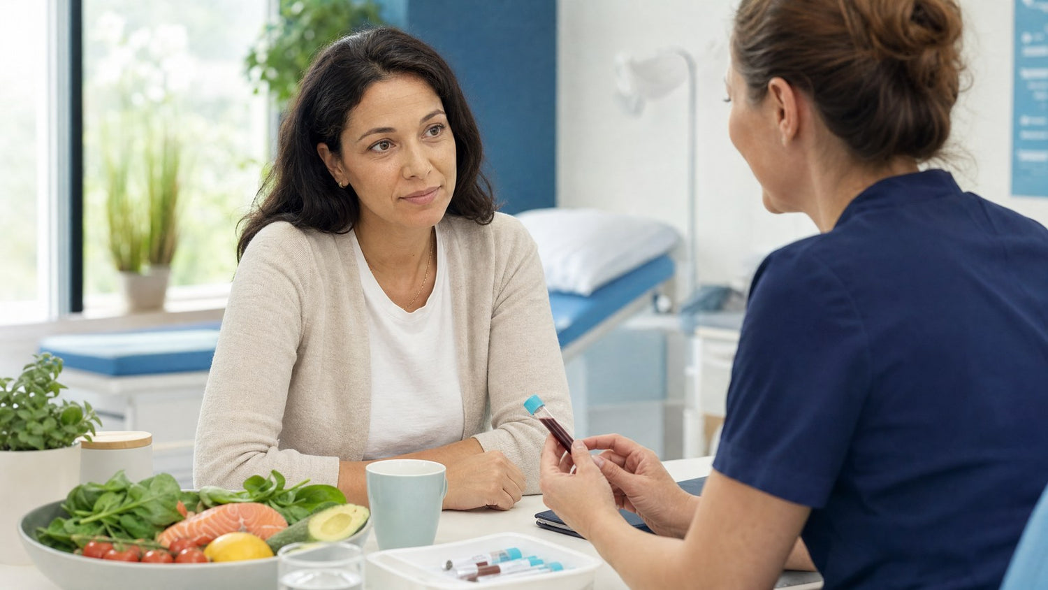 Nurse drawing blood for Vitamin B12 (Active) Blood Test in a clinical setting