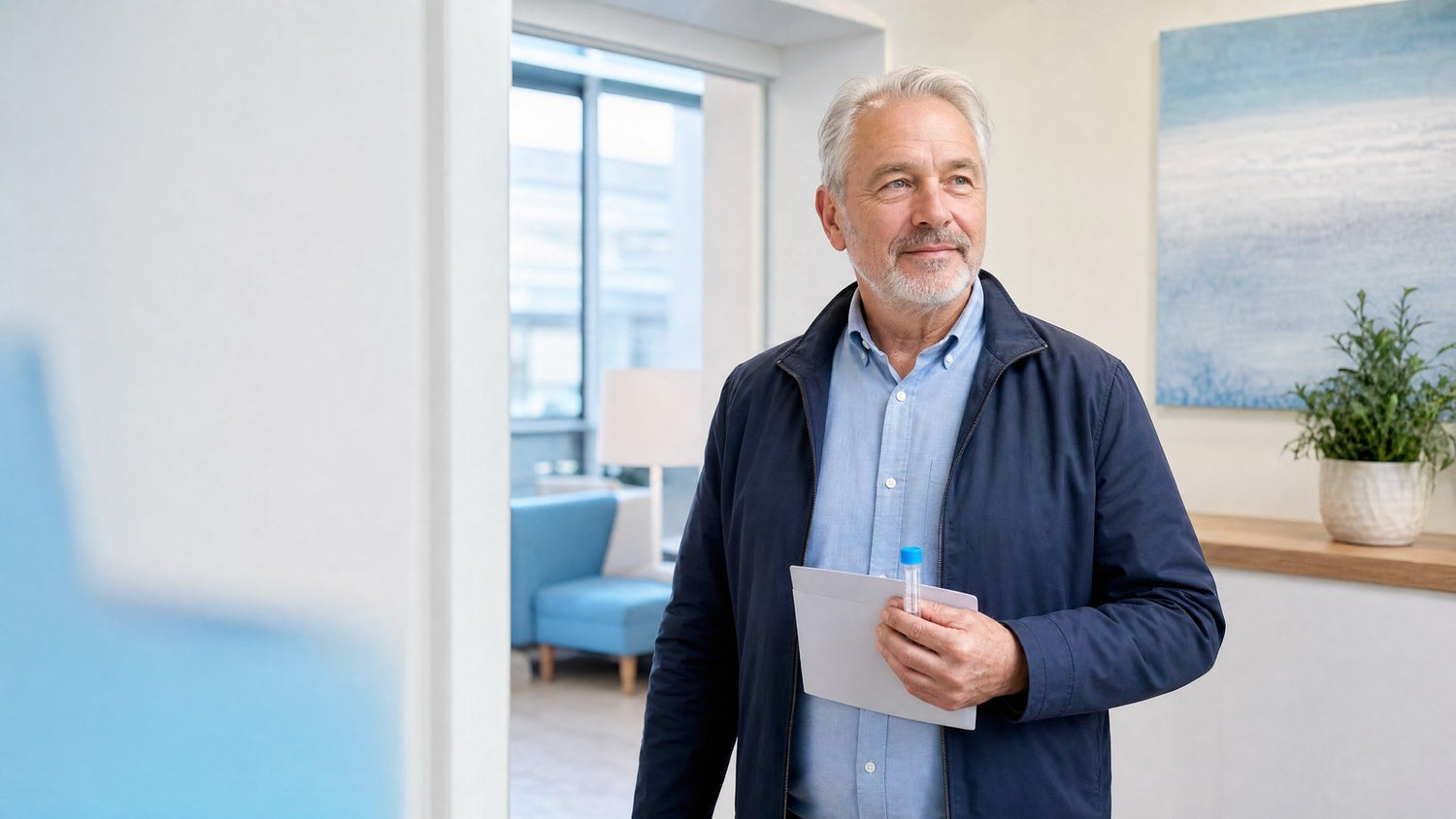 A person feeling relieved after receiving their Hepatitis B Core Antibody (IgM) Blood Test results