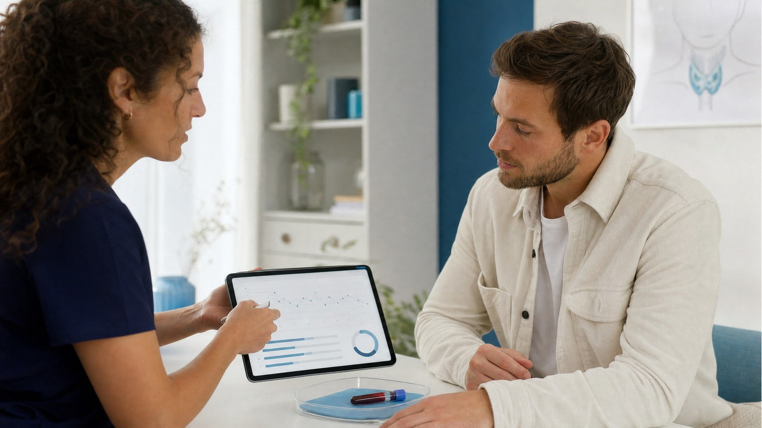Person reviewing their TSH blood test results