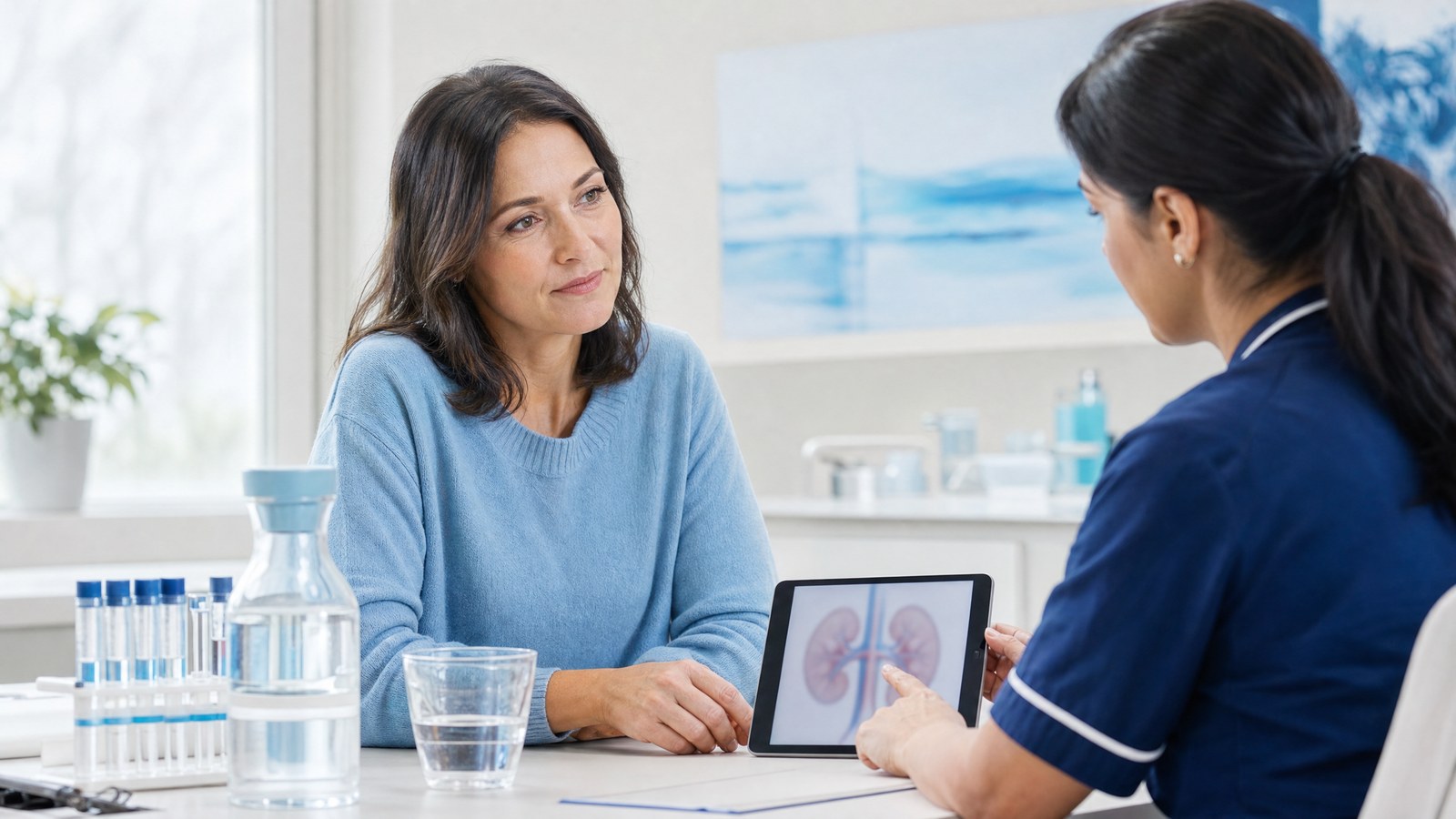 Medical professional analysing Potassium Blood Test results in a clinic