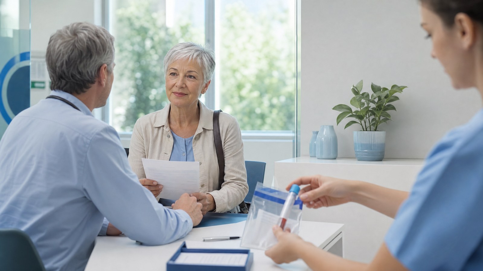 A person confidently reviewing their health information, including the results of a Rubella IgG Blood Test