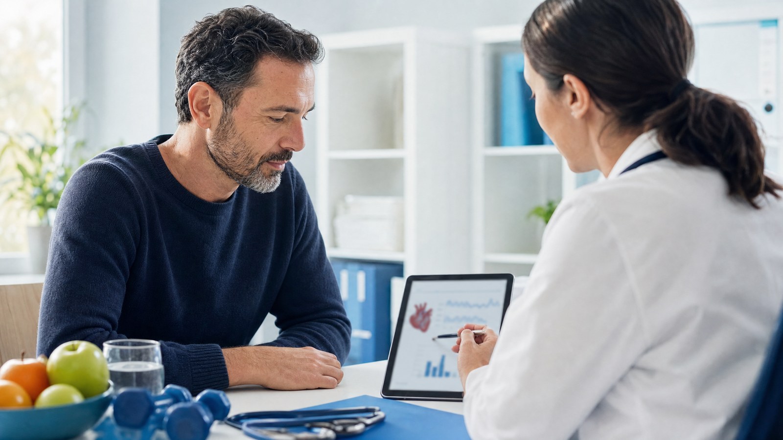Healthcare professional discussing HDL Cholesterol Blood Test
