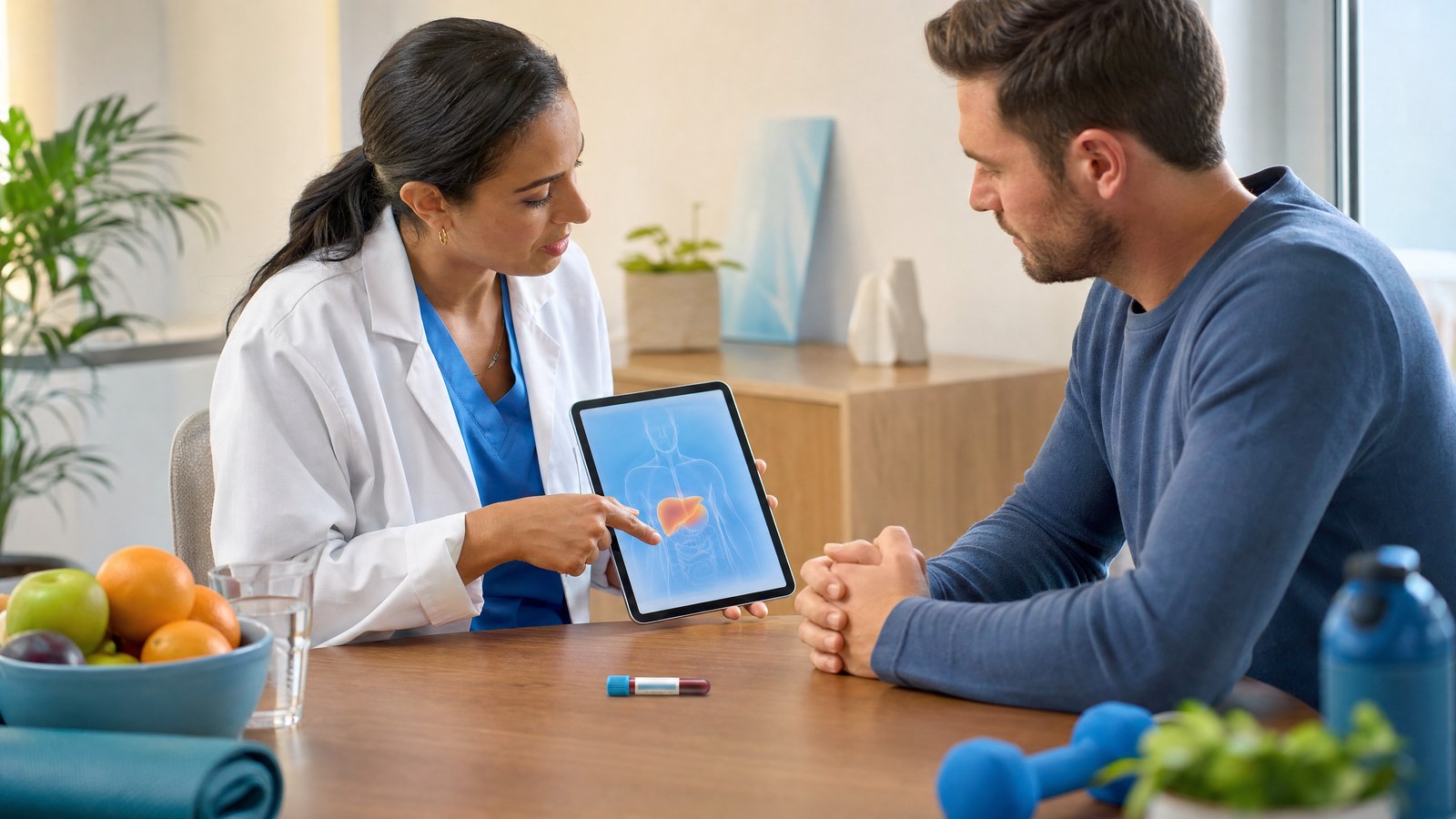 A healthcare professional reviewing Alkaline Phosphatase (ALP) blood test results