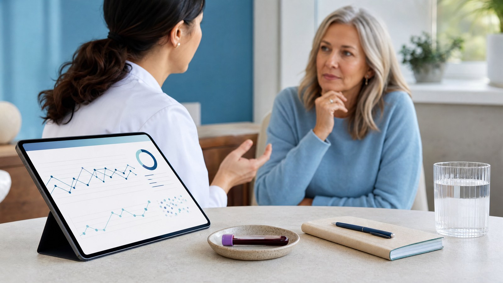 Ultimate Female Fertility blood test kit with personalised fertility insights chart