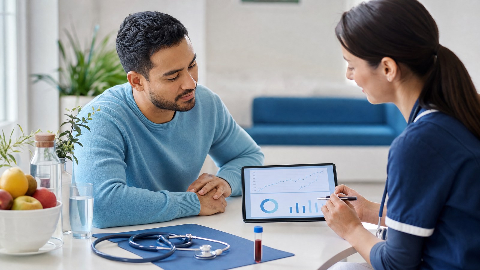 Person reviewing their HDL Cholesterol Blood Test results