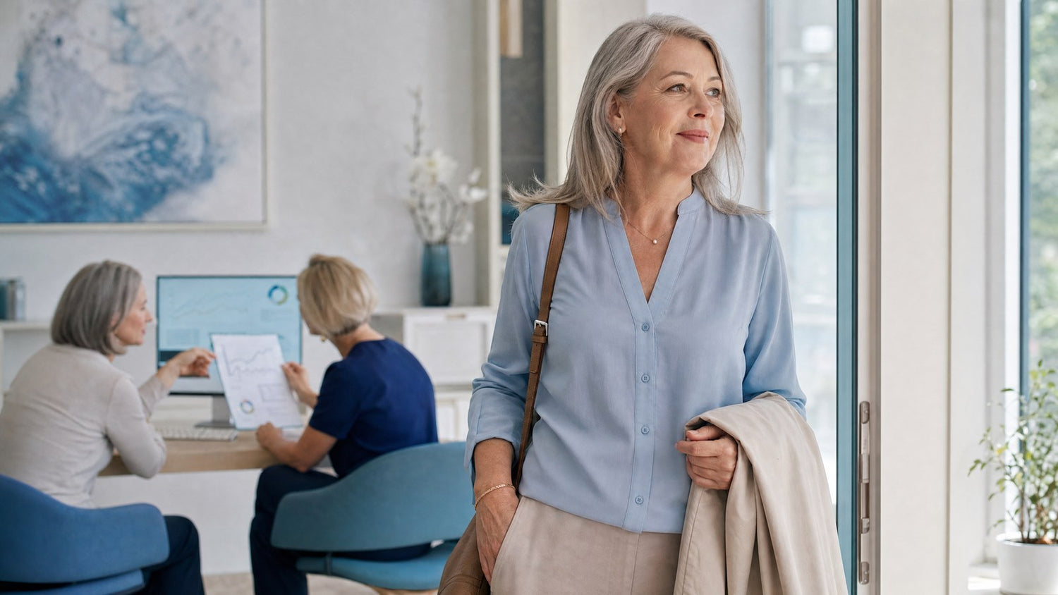 Confident woman empowered by the knowledge from her Progesterone Blood Test