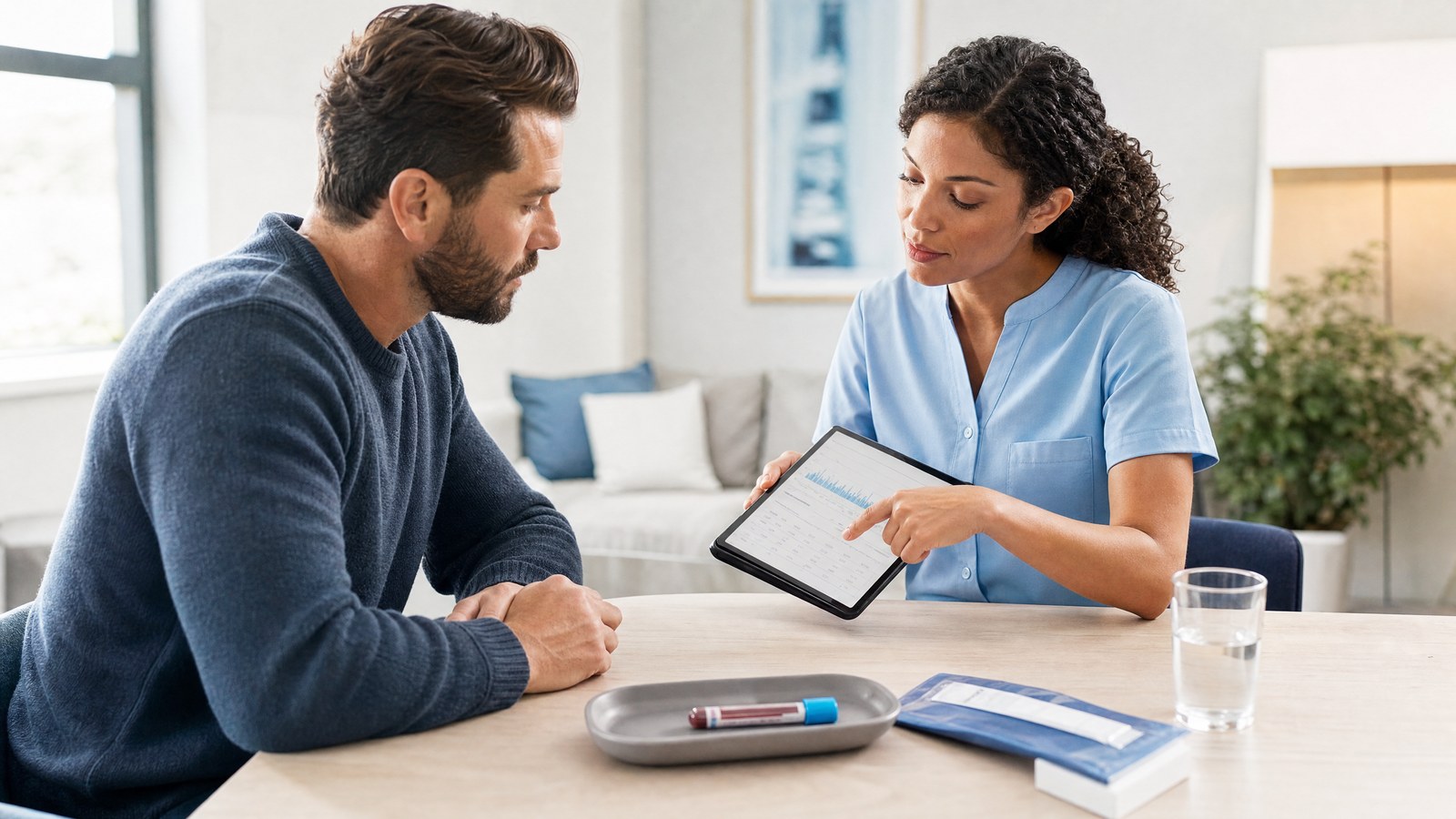 A healthcare professional reviewing a Hepatitis B Immunity Blood Test result.