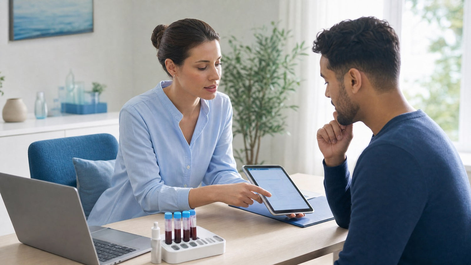 A person reviewing their GI Monitor (CA 19-9) Blood Test results