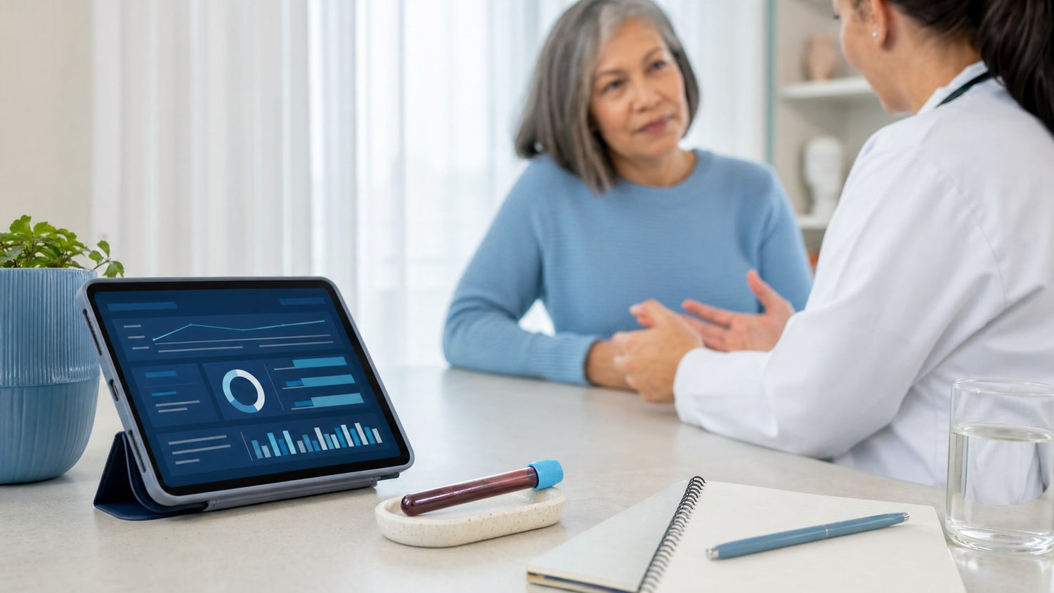 Patient reviewing Free T3 Blood Test results with healthcare professional