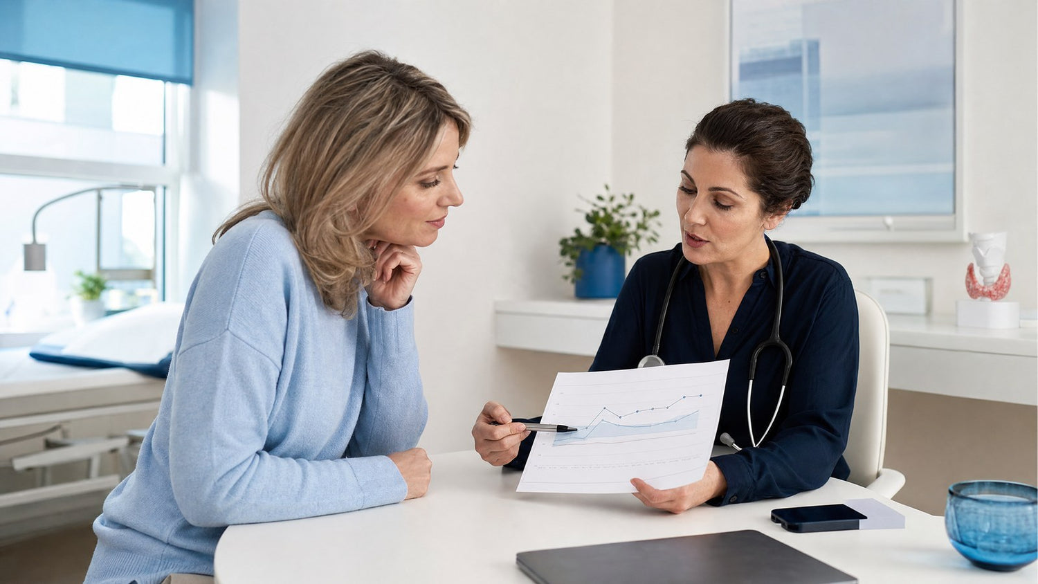 Free T3 Blood Test vial and healthcare professional analysing results