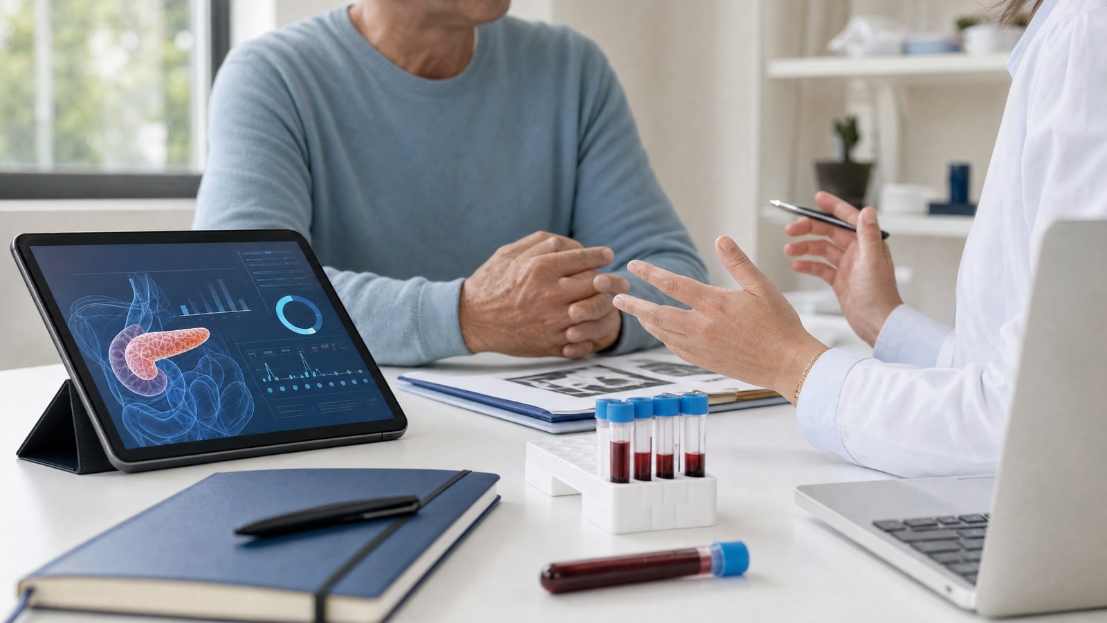 Lipase Blood Test kit and blood sample for pancreas enzyme analysis