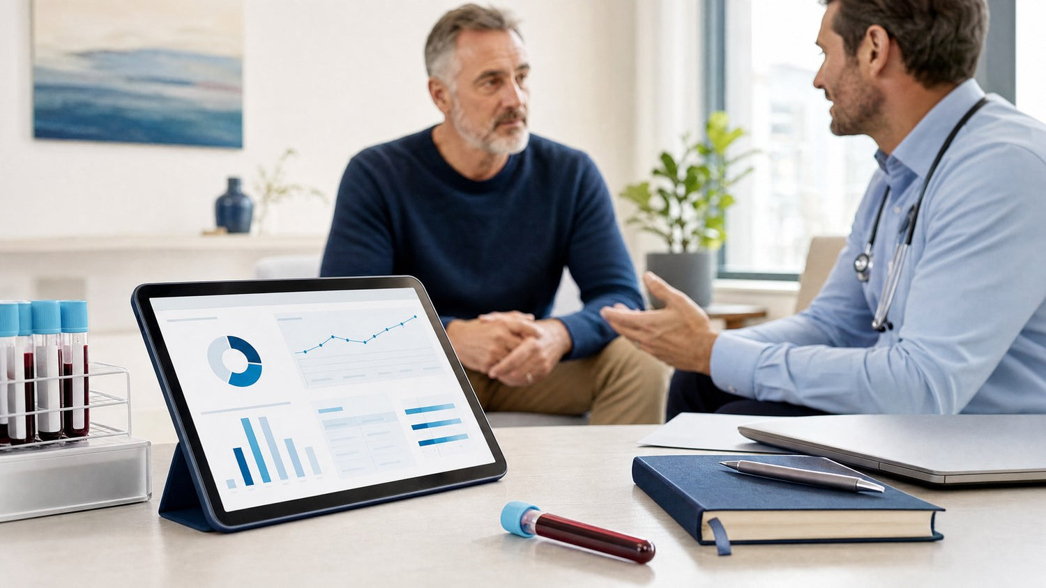 Man receiving personalised prostate health advice based on PSA Blood Test results