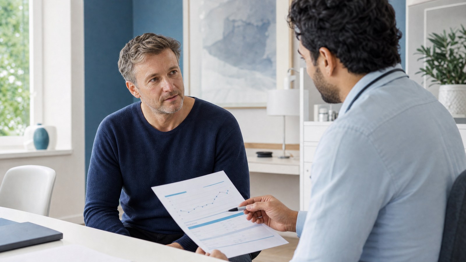 Doctor discussing Ultimate Testosterone Blood Test with a patient