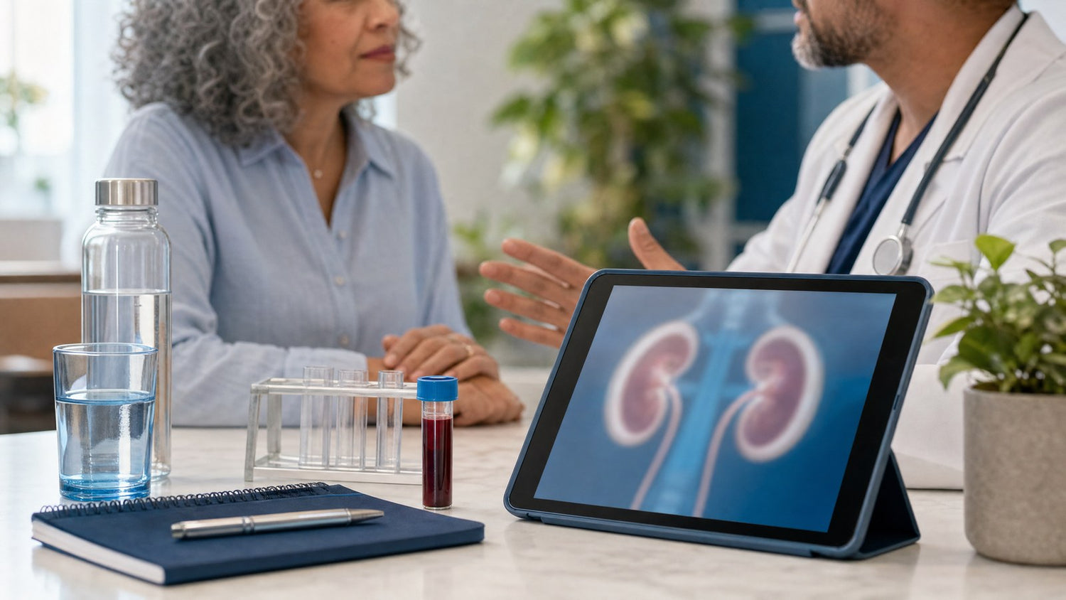 A person making healthy lifestyle choices to support kidney health, alongside the Creatinine (eGFR) Blood Test.