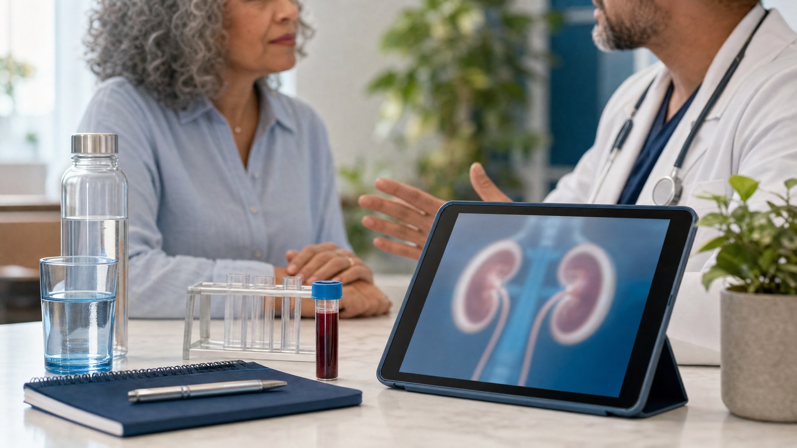A person making healthy lifestyle choices to support kidney health, alongside the Creatinine (eGFR) Blood Test.