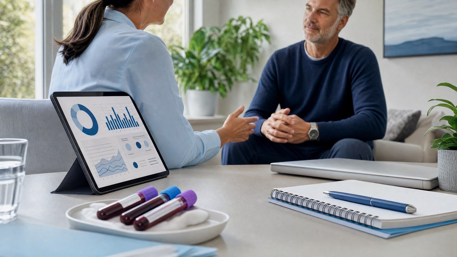Person reviewing their Ultimate Performance Blood Test results on a digital device