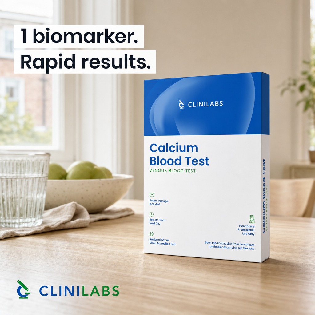 Calcium Blood Test kit on a kitchen table