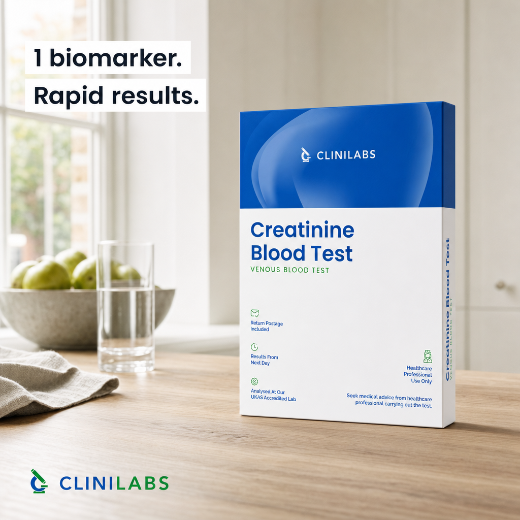 Creatinine Blood Test kit on a kitchen table