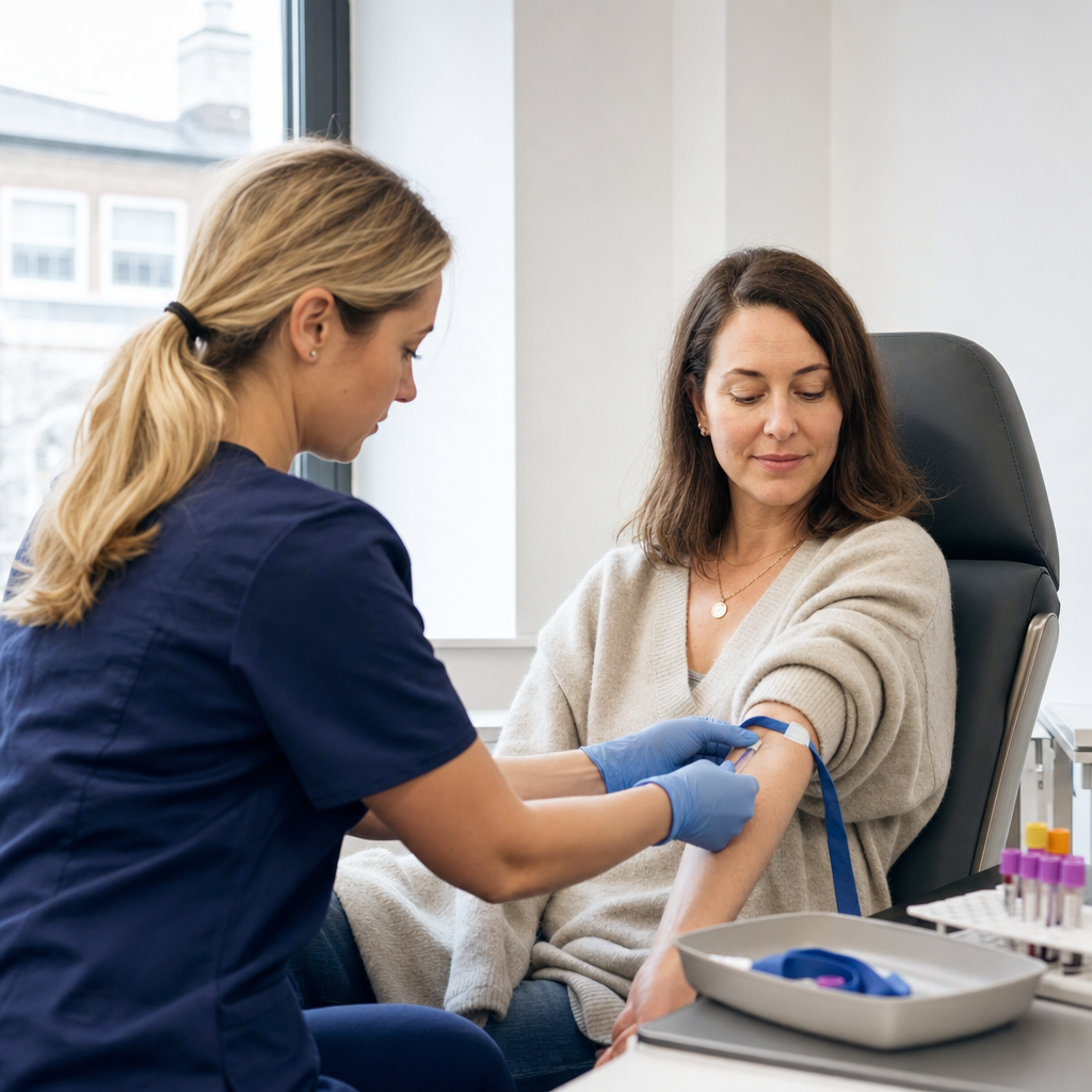 Blood sample taken at our Fitzrovia clinic