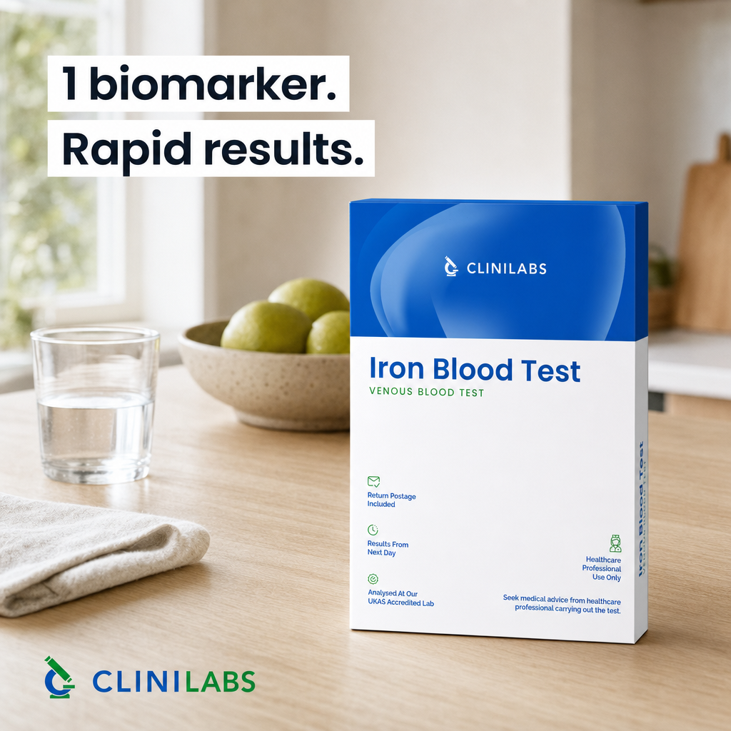 Iron Blood Test kit on a kitchen table