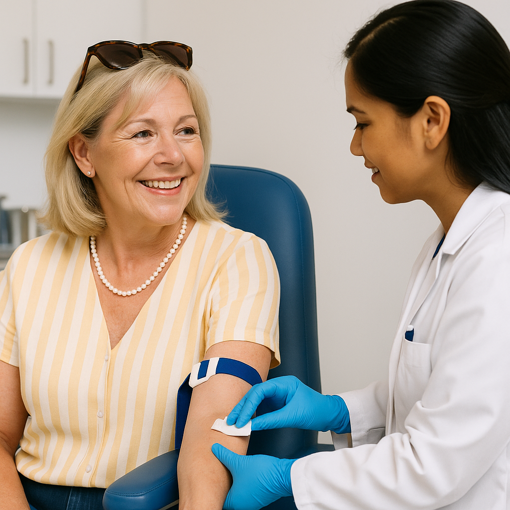 clinic, blood draw, phlebotomy, old lady, menopause, cancer, health check