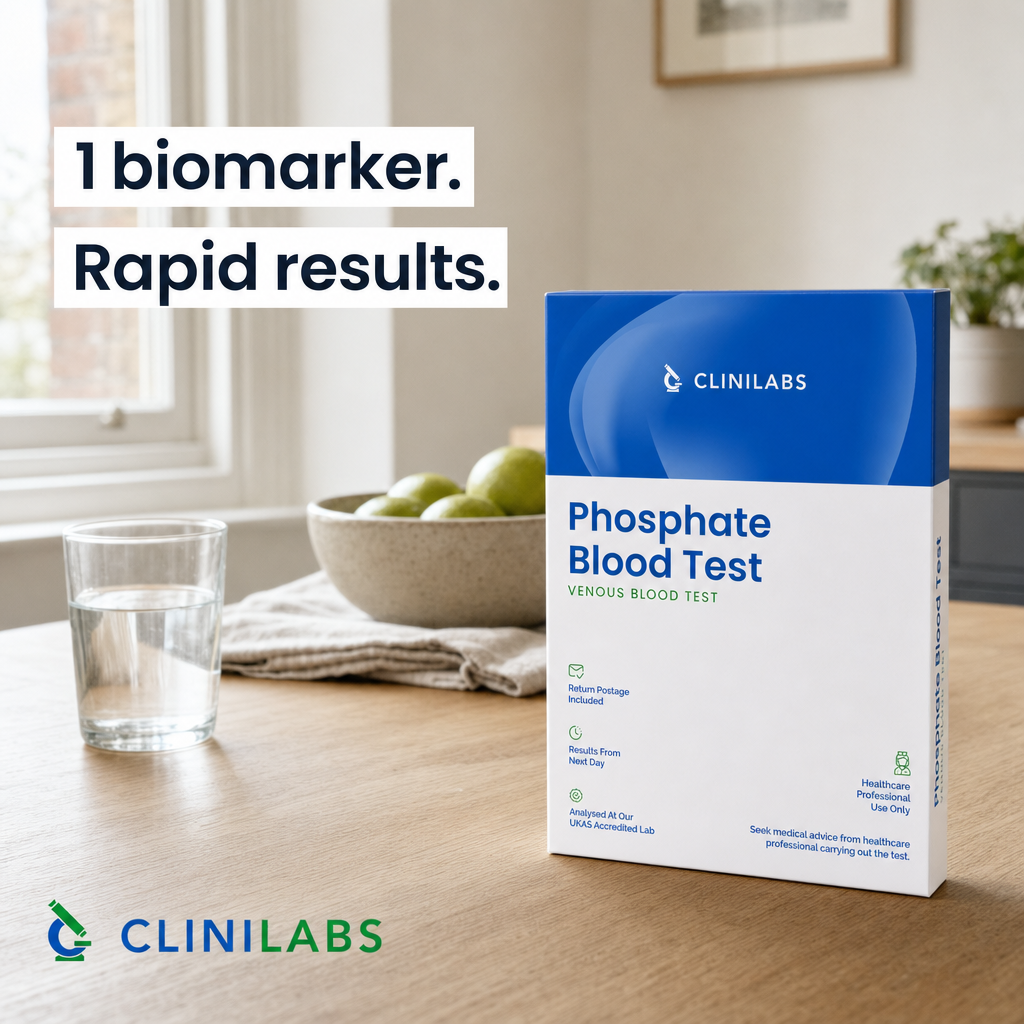 Phosphate Blood Test kit on a kitchen table