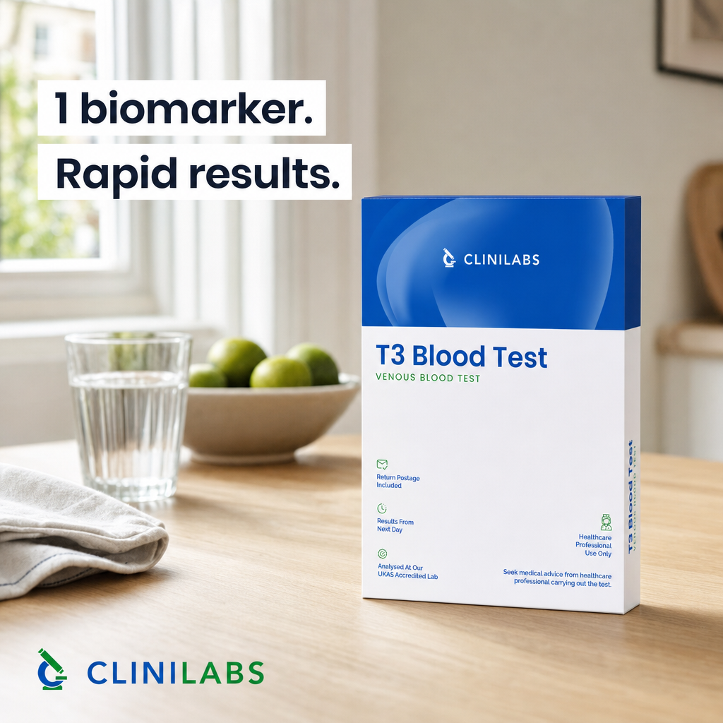 T3 Blood Test kit on a kitchen table