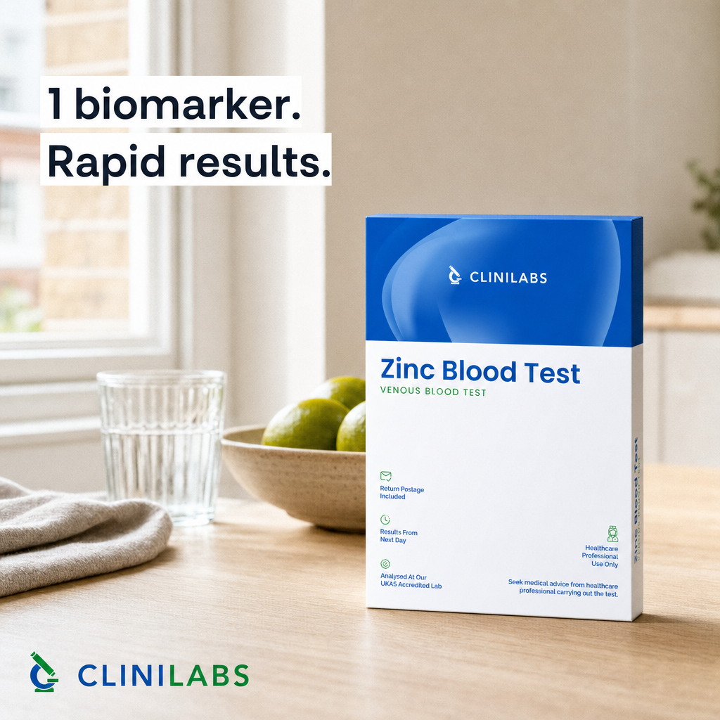 Zinc Blood Test kit on a kitchen table